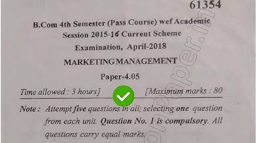 2018 Mdu BCom Pass 4th Sem Marketing Management Question Paper