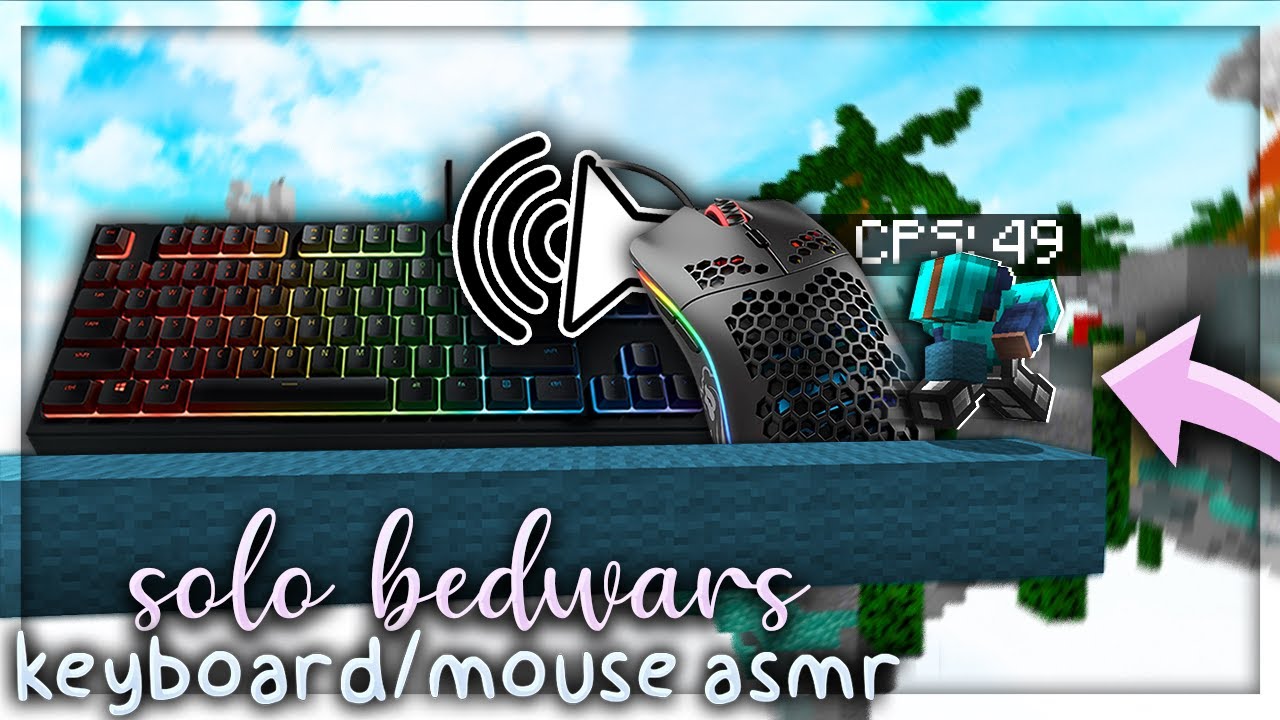 Breezily Bridging Keyboard/Mouse Sounds (Glorious Model O - Handcam) | solo bedwars asmr