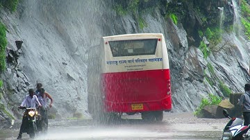 मालशेज घाट:3 BEAUTIFUL MSRTC BUS BACK TO BACK AT MALSHEJ GHAT BEAUTIFUL LOCATION