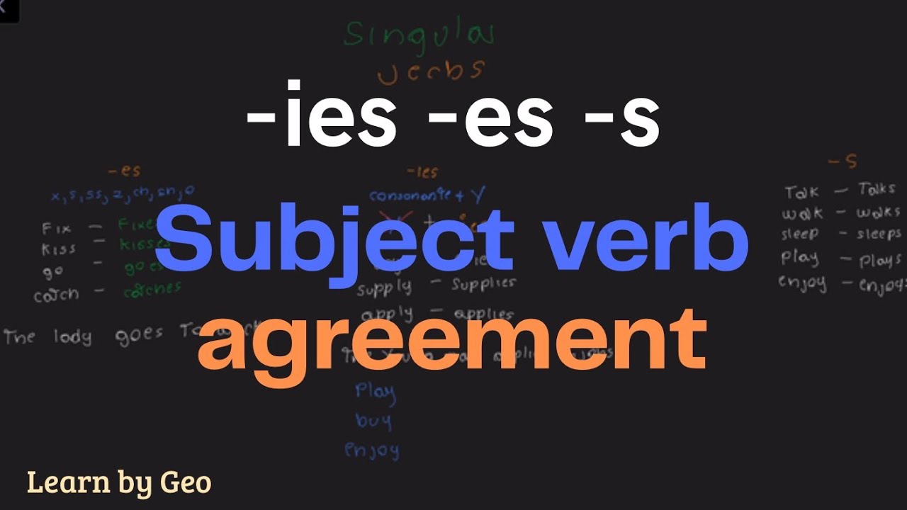 Subject verb agreement | S ES IES forms | English Grammar | Spa