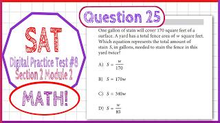 Question 25 from SAT Digital Practice Test 9, MATH Section 2 Module 1
