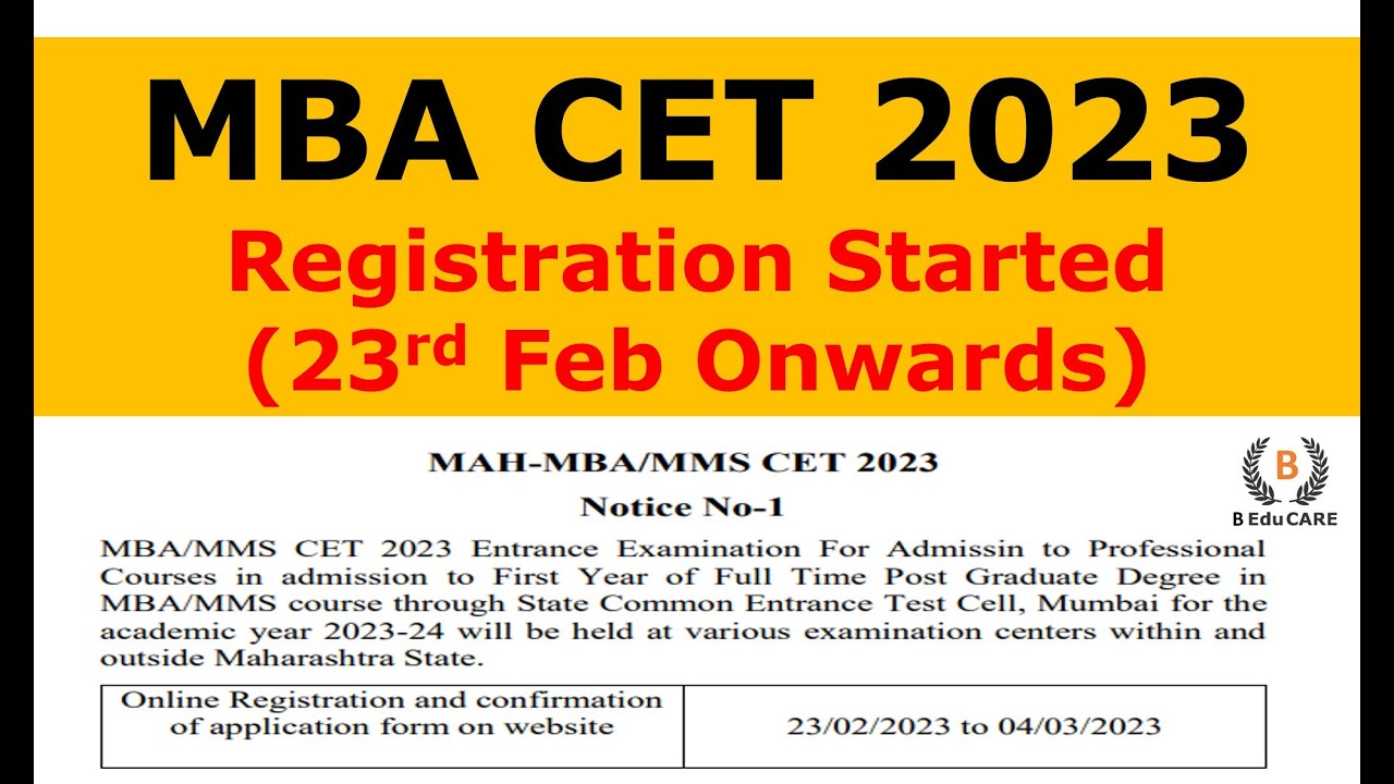 Registration Started for MBA CET 2023 | Maharashtra MBA CET 2023 - 23rd Feb onwards