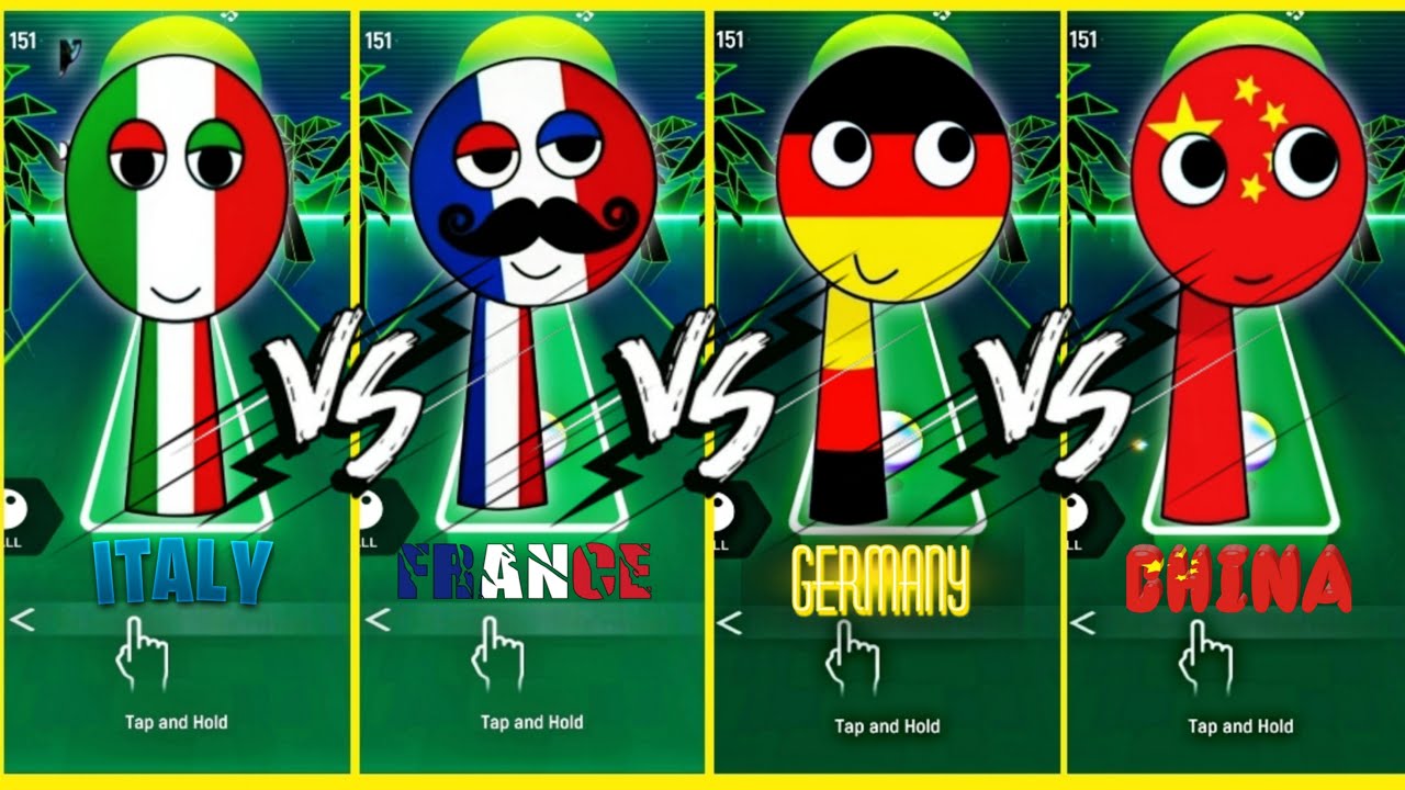 SPRUNKI OC ITALY 🆚 FRANCE 🆚 GERMANY 🆚 CHINA COFFIN DANCE SONG 🎼 IN TILES HOP