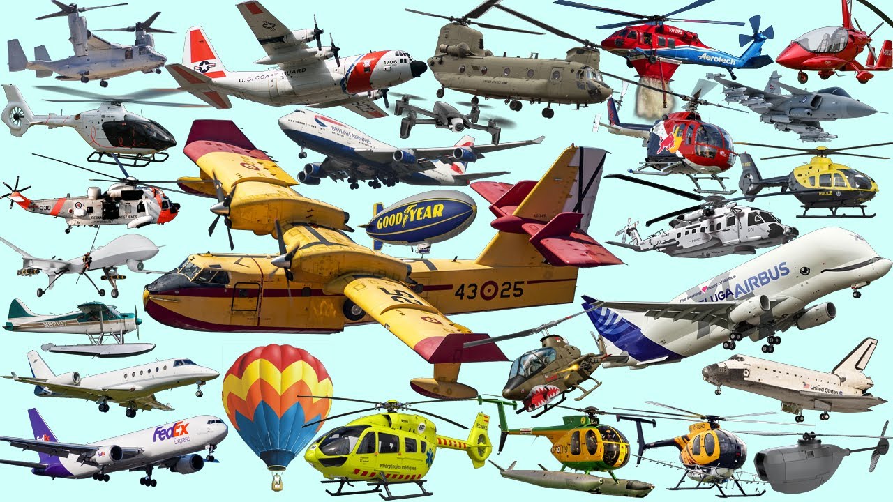 Air Vehicles, Aircraft, Helicopter Compilation | Vehicles Collections Name Sound - Education Video