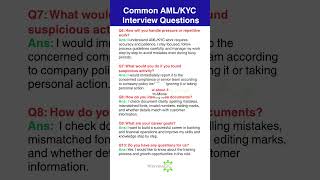 AML KYC Interview Questions & Answers for Freshers #amlkyc #interview