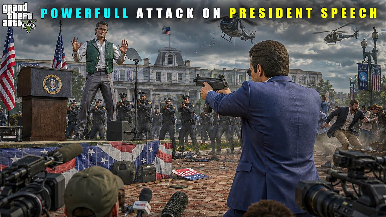 GTA 5 : MICHAEL'S MOST DEADLY ATTACK ON PRESIDENT'S SPEECH || BB GAMING