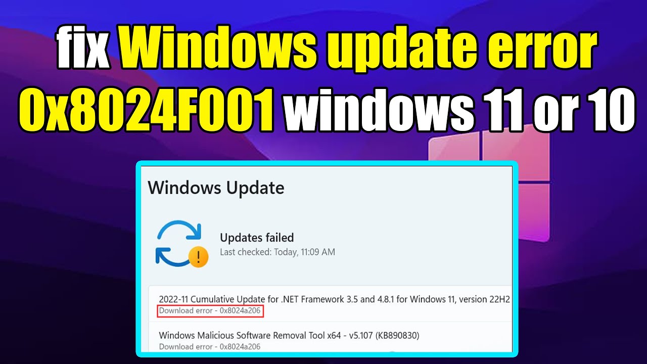 How to fix Windows update error 0x8024F001 windows 11 or 10 - YouTube
