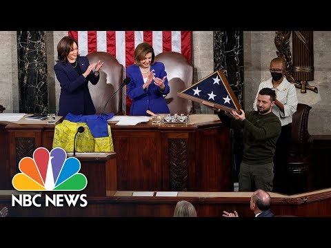 Zelenskyy Presents Ukrainian Flag To Congress