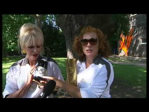 Eddie and Patsy give an Absolutely Fabulous interview to Channel 4 News
