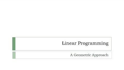Linear Programming:  A Geometric Example