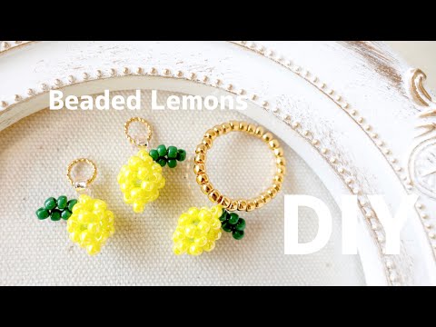 Diy Beaded Lemons Charm Tutorial How To Make Hair Tie Fruits 小さなレモンチャームの作り方 ビーズリングやブレスレットにも アクセサリー Youtube