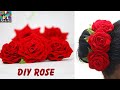 How to make cloth  rose flower U pin/ handmade rose flower tutorial / DIY rose