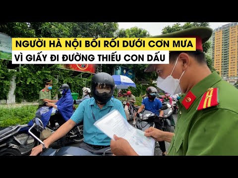 Video Người Hà Nội bối rối dưới cơn mưa vì giấy đi đường... - youtube