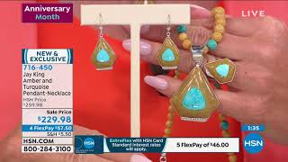 Jay King Butterscotch Amber and Turquoise Pendant with N... screenshot 5