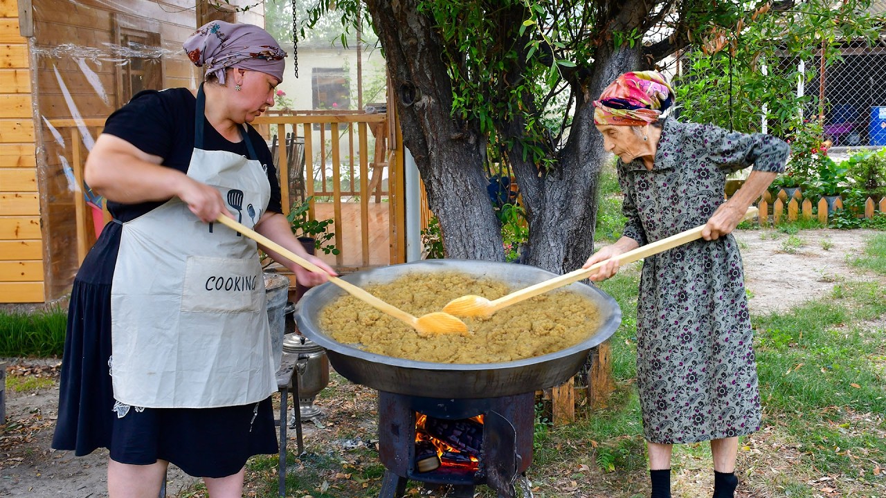 Приготовление традиционной азербайджанской халвы | Village Life