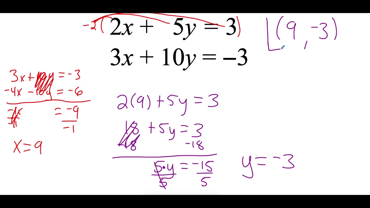 6 4 Solve Systems Of Linear Equations By Elimination with Multiplication YouTube