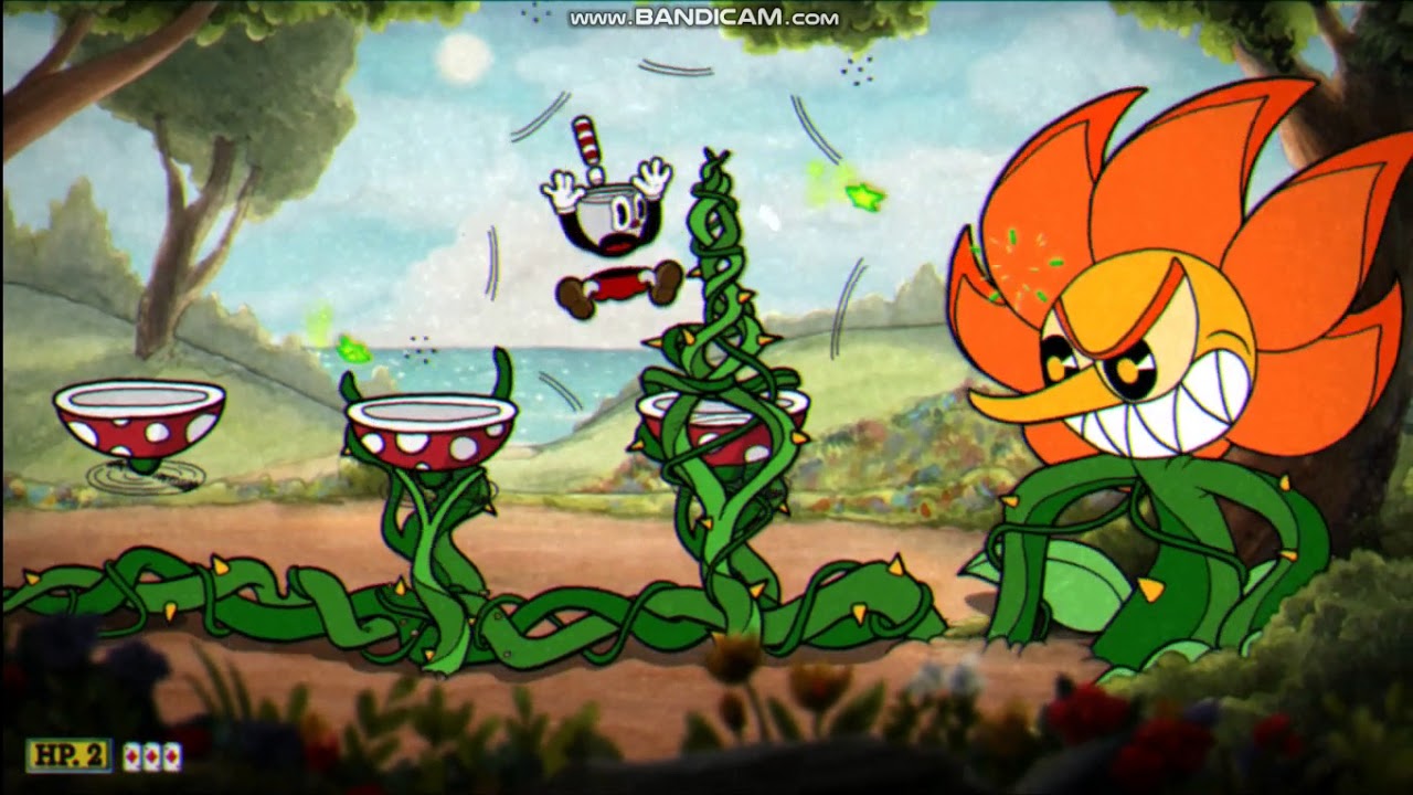 Cuphead Flower Boss Cagney Carnation Regular approach - YouTube