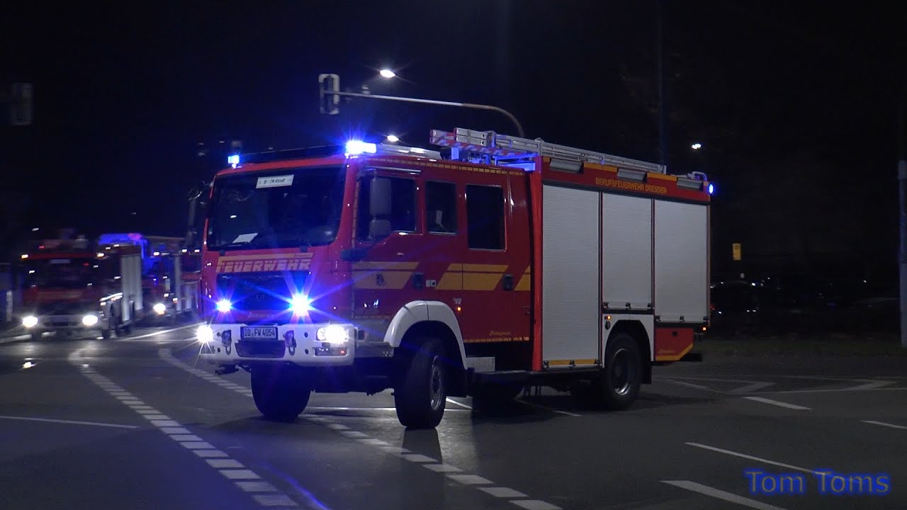 ELW 1 + "zerissener" Löschzug FuRW 5 + Löschzug + GW-HRD BF Dresden FuRW 4