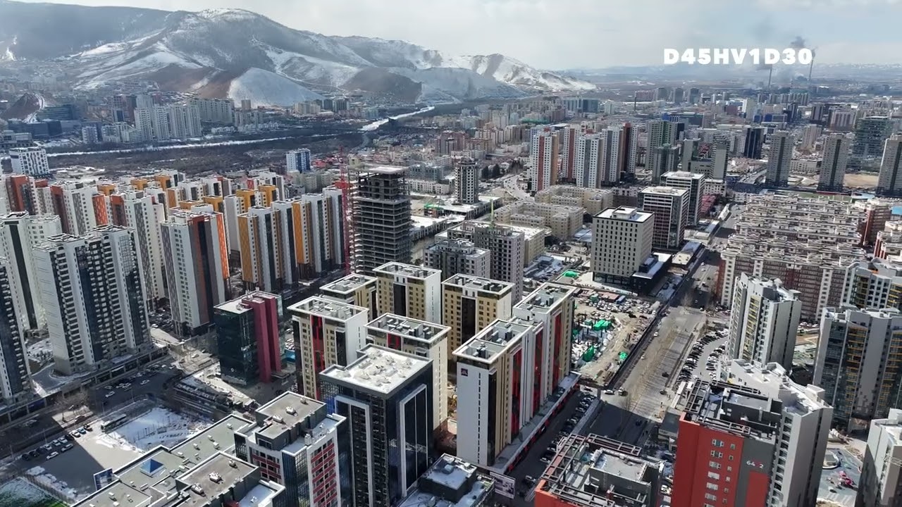 Монголын нэг өдөр дрон дуранд | Улаанбаатар хотын төв | Их Наяд төв - Ривер Гарден  | 4K | Drone