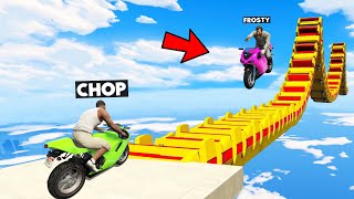 GTA 5 IMPOSSIBLE LONGEST PARKOUR BIKE RACE CHALLENGE WITH CHOP screenshot 5