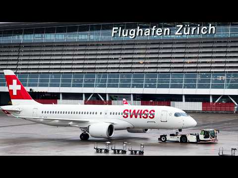 Airplanes at Zurich airport, Switzerland 🇨🇭 | Observation deck B | 2024