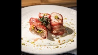 Bacon Chicken Roll Ups with Cheese Sauce