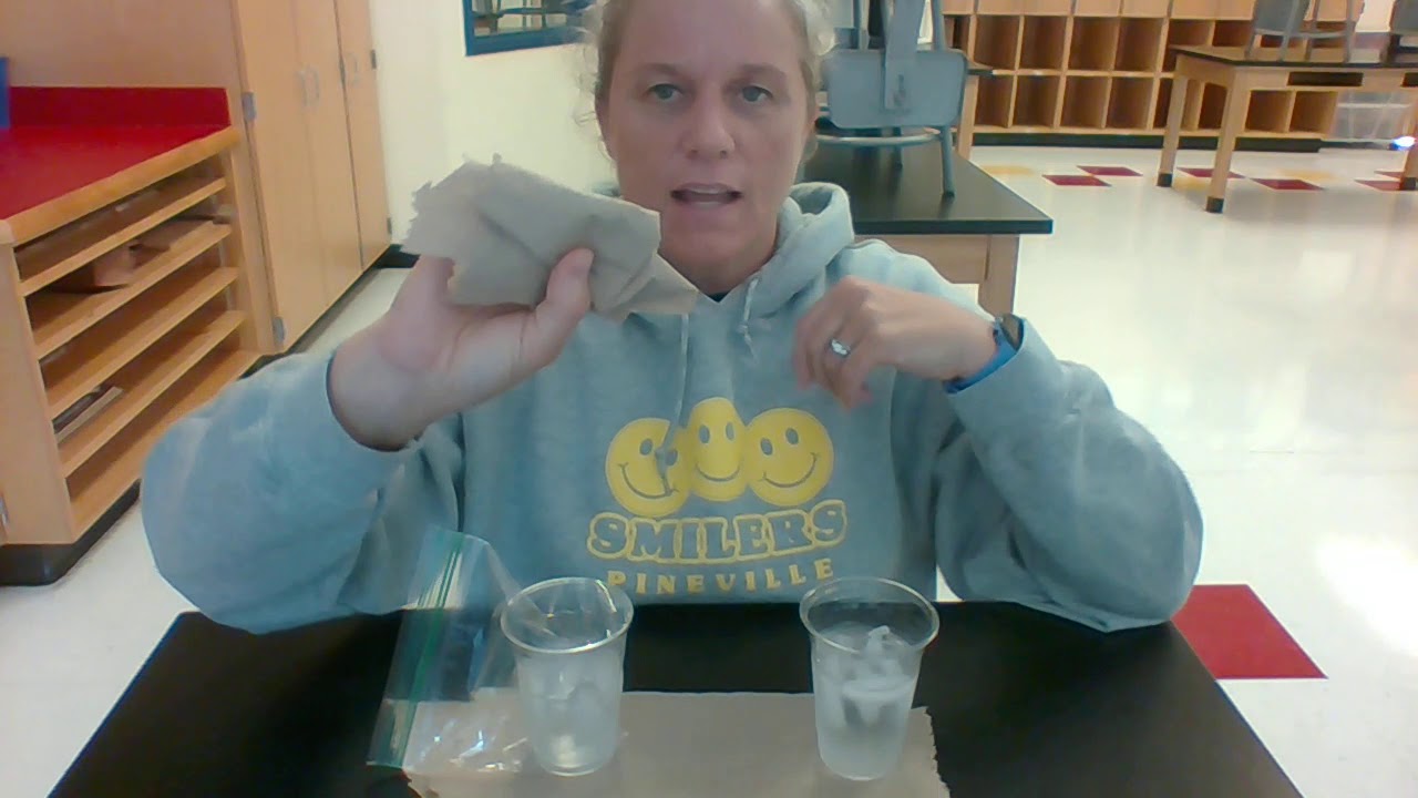 2 Cups of Ice Water Inside and Outside of a Bag