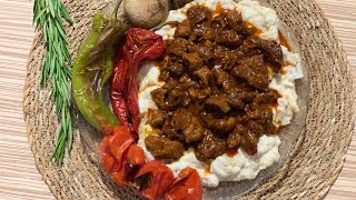 كباب علي نازك اكلة تركية لذيذة وسهلة | اطيب الوصفات التركية برمضان   Alinazik kebab tarifi