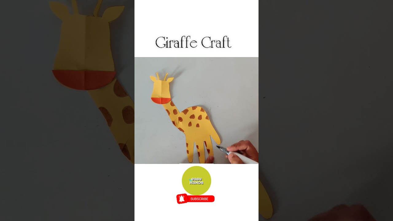 Quick Giraffe Craft by hand cutout for kids 