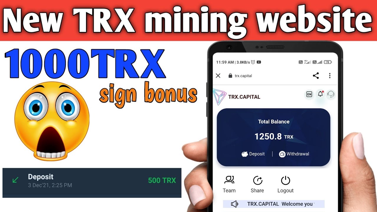 TRX Mining App Today || New TRX mining Website Today || Free Unlimited Trx mining website today