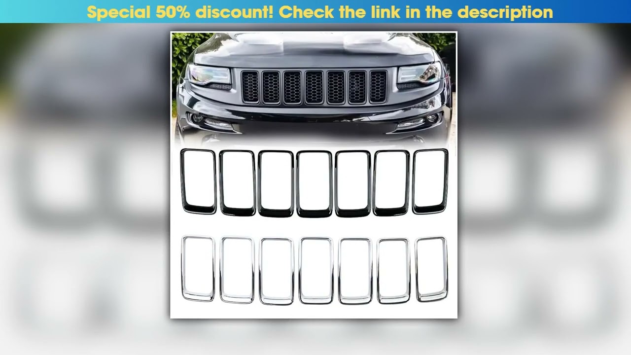 7pcsset Front Bumper Grille Grill Inserted Ring Trim Cover Fit For 2014 2015 2016 Jeep Grand