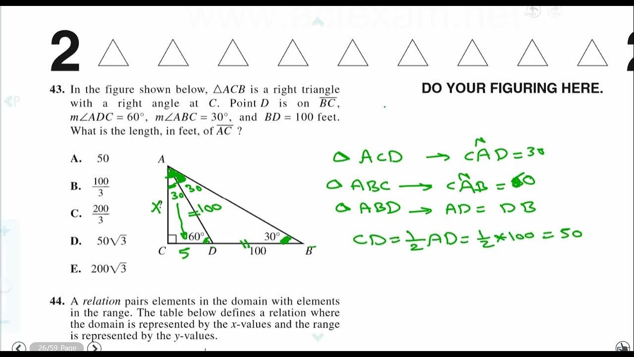 ACT MATH EXAM 2024APRILG19 SOLVE Q43 م رابعه فراج YouTube