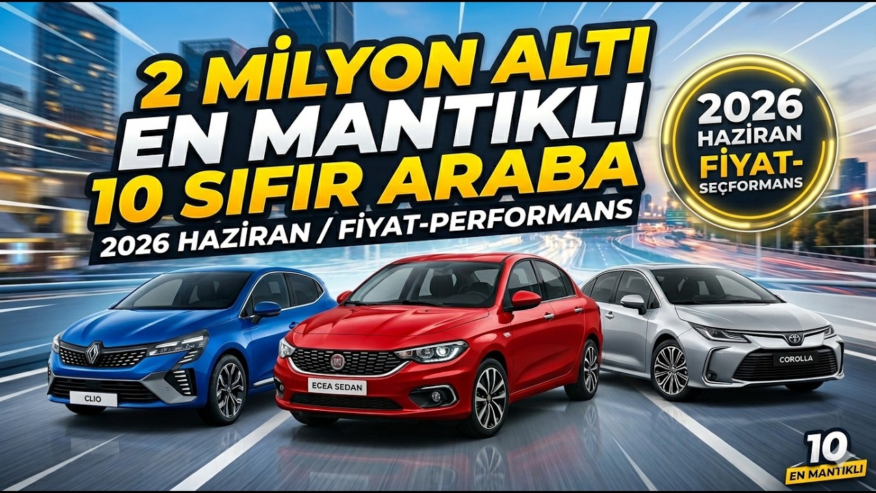 2 Milyon Altı En Mantıklı 10 Sıfır Araba - 2026 Haziran (Fiyat Performan Araçları)