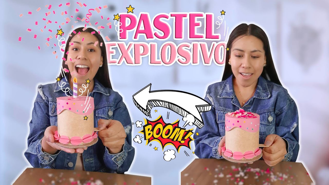 CAJA EN FORMA DE PASTEL QUE EXPLOTA CONFETTI | Regalo de Cumpleaños con Moldes Gratis