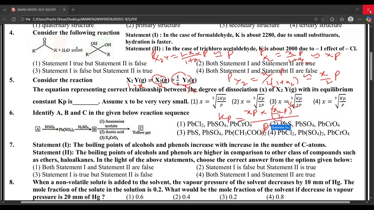 IIT MAINS 23rd January  2025 shift2 SOLVED BY SHASHI SIR [9810657809]