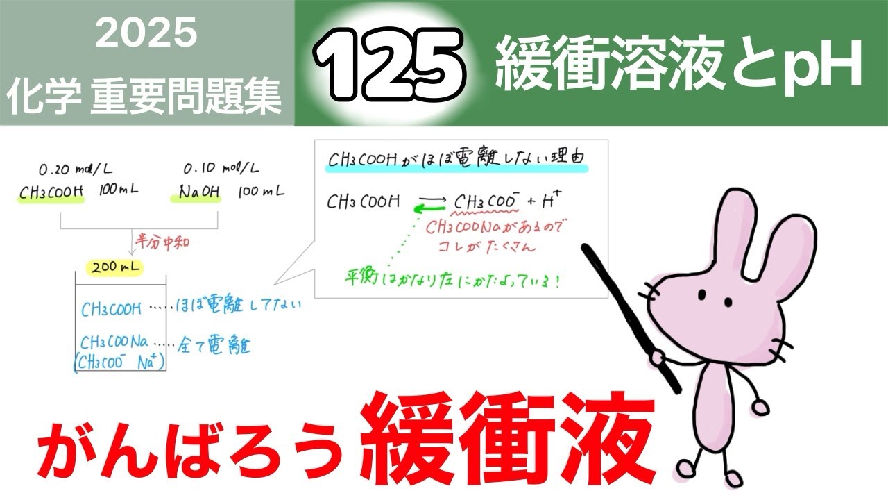 【化学　重要問題集2025 解説】125 緩衝溶液とpH