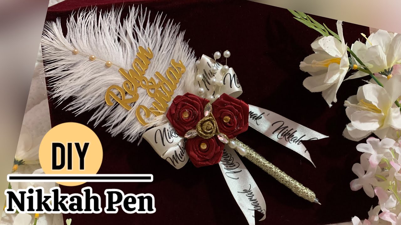 How to Make Nikkah pen at home || Royal Signature pen decoration idea #DIY_nikkah _pen #signaturepen