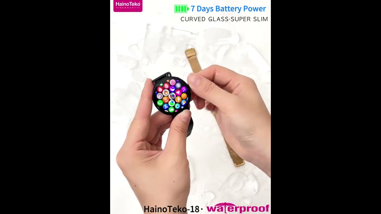 Hainoteko-18 Waterproof Smart Watch With Round Shape Amoled 3 Straps