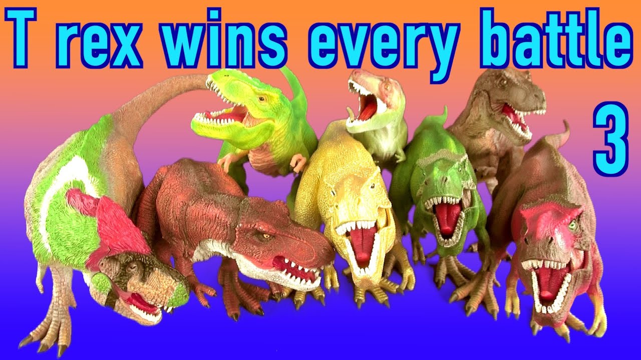 t rex ark Dinosaur Fight TYRANNOSAURUS WINS every BATTLE 3 - T REX Kids Dino รบ ไดโนเสาร SuperFunReviews