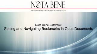 Famous Nota Bene Software Tutorial: Opus Bookmarks Wealth