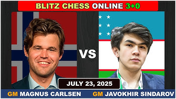 Magnus Carlsen vs GM Javokhir Sindarov | Blitz Chess 3+0 | ChessCom | July 23, 2025