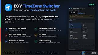 Change the Windows time zone in two clicks from the tray | EOV TimeZone Switcher