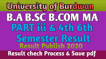 Burdwan University Result publish✔️Part iii & 4th 6th Semester Result| B.A /B.Sc/B.Com/MA Result out