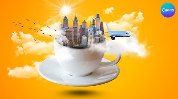 ☕🏙️ Photo Manipulation Effect: How to Add a City in a Cup | Easy Canva Tutorial #tutorial #canva