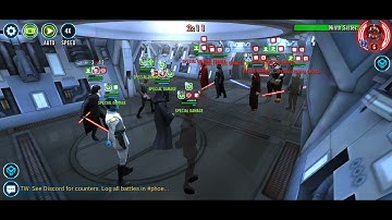 SWGOH EP+Tarkin cooldown datacron vs LV, TW battle