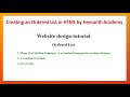 4 Creating an Ordered List in HTML by Hemanth Academy