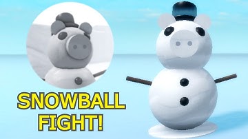 How to get "SNOWBALL FIGHT" BADGE in THE PIGGY BATTLE! - Roblox
