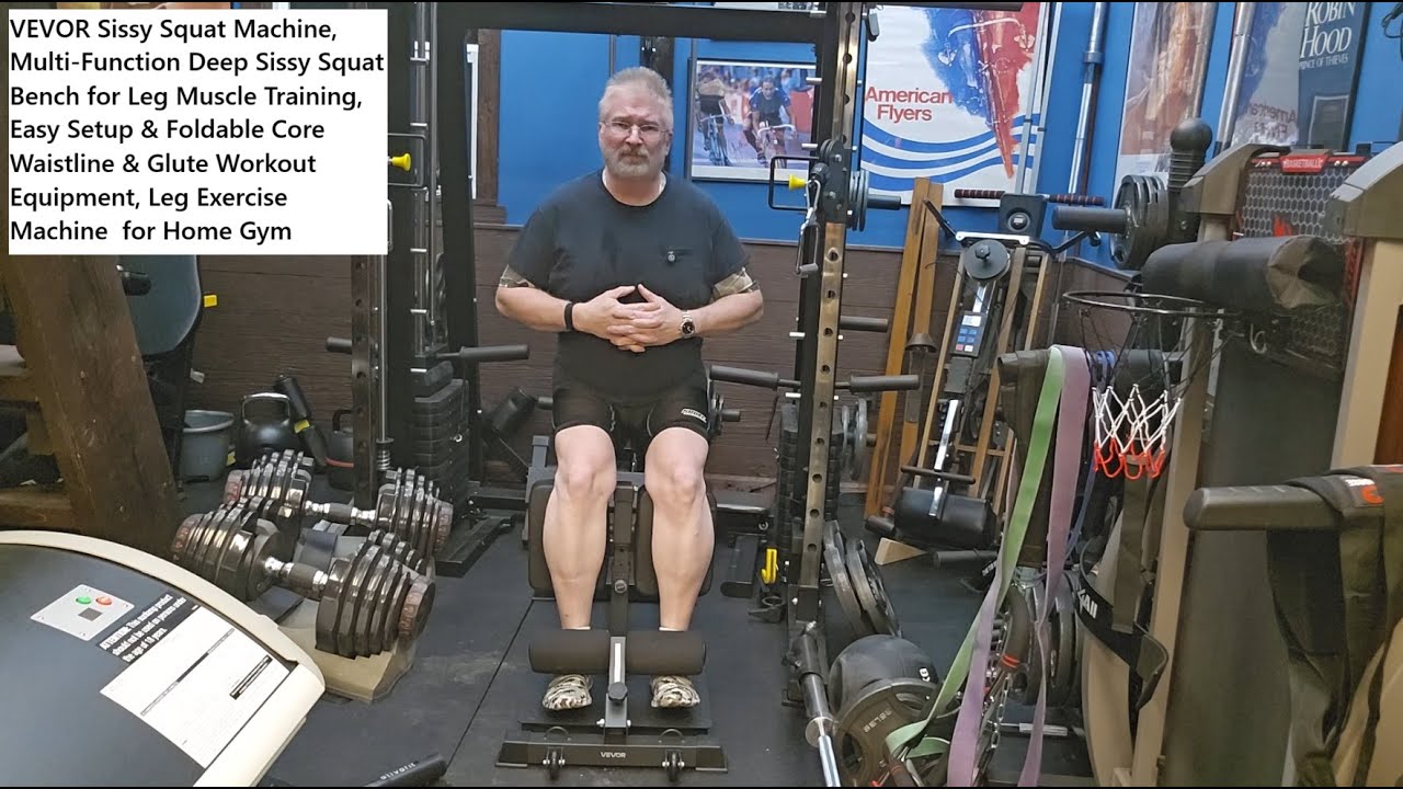 VEVOR Sissy Squat Machine, Multi-Function Deep Sissy Squat Bench for Leg Muscle Training, Easy Setup