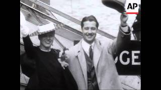 Eddie Cantor and Don Ameche Arrive In England
