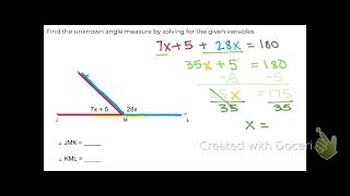 Supplementary angles with variables